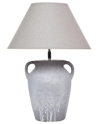 Beliani L&aacute;mpara de mesa cer&aacute;mica gris
