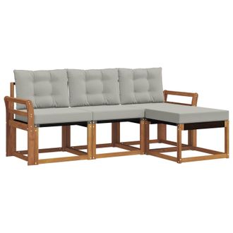 vidaXL Conjunto De Sof&aacute;s De Exterior 4 Pcs Gris Natural Y Claro Vidaxl
