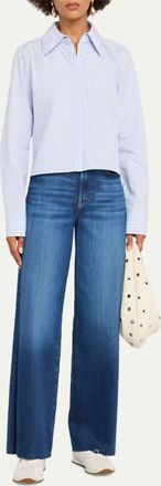 Frame Denim Womens The Modern Collar Shirt In Oxford Blue Multi