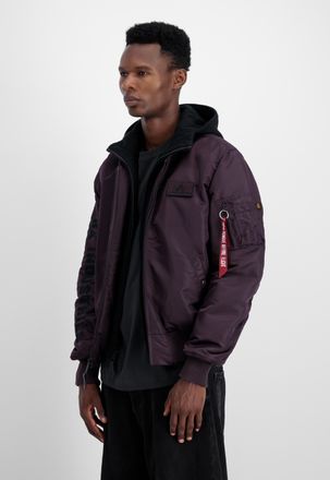 Alpha Industries Bomberjacke ALPHA INDUSTRIES MA-1 D-Tec Sleeve Embroidery, Herren, Gr. XXL, lila (plum), Obermaterial: 100% Nylon, Futter: 100% Nylon, Kapuze: 75% Bau