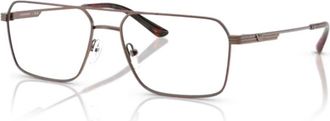 Emporio Armani 1166 Vista Rectangular Metal Frame Eyeglasses with Tortoiseshell Accents
