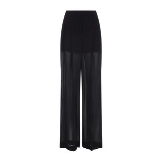 Alberta Ferretti Georgette Trousers - female - Alberta Ferretti - Wide Trousers - Black - S - Trousers