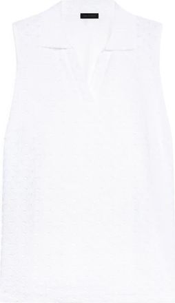 Fiorella Rubino San Gallo T-shirt met polokraag - Dames - Tops zonder mouwen - Wit - 2XL - Katoen - Tops