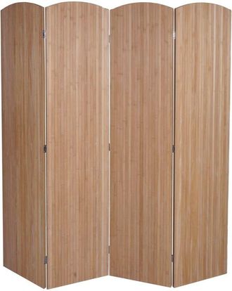 Hhg Biombo de bambú HHG-139, separador de ambientes, pantalla divisoria, plegable, 4 paneles, 170 x 162 cm