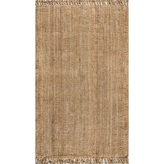 Jonathan Y Designs Pata Hand Woven Chunky Jute with Fringe Area Rug in Natural at Nordstrom, Size 3Ft 0In X 5Ft 0In