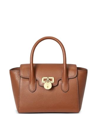 Lauren Ralph Lauren small top handle satchel - women - Leather/Leather/Cotton - One Size - Brown