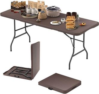 Costway 180 cm Portable Folding Table 180 kg Fold-in-Half Table-Coffee