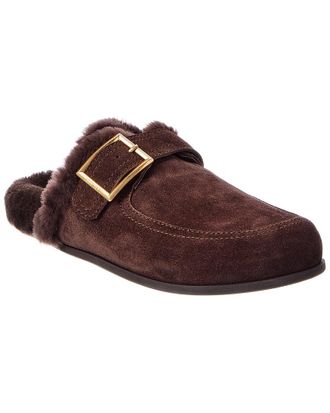 Jimmy Choo London Biker Suede & Shearling Mule