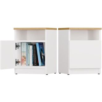 Topeshop GALAX - Comodino Bianco / Rovere artigianale - 1 anta - Camera