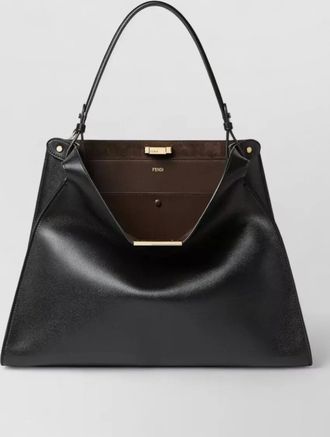 Fendi way large leather suede tote bag