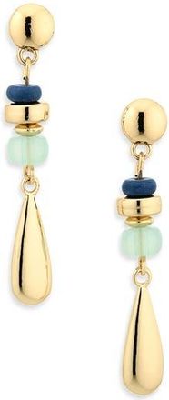 Nordstrom Rack Linear Beaded Drop Earrings in Blue- Green- Gold at Nordstrom Rack