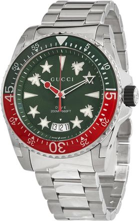 Gucci Dive Watch Quartz Green Dial Mens Watch YA136222