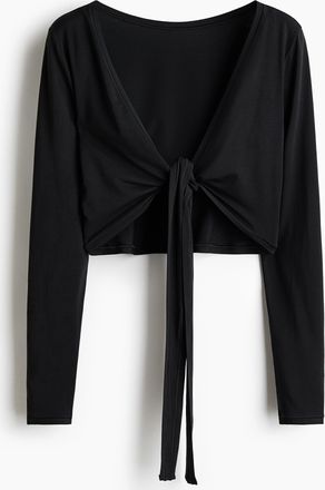 H&M Cropped Yogashirt mit Langarm - Schwarz