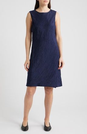 Eileen Fisher Jewel Neck Silk Dress in Ink at Nordstrom, Size Xx-Small