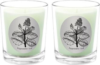 Qualitas Peppermint Leaf Two Scented Beeswax Candle Set
