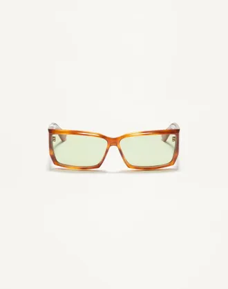 Valentino Rectangular Acetate Eyewear unisex HAVANA/GREEN 60