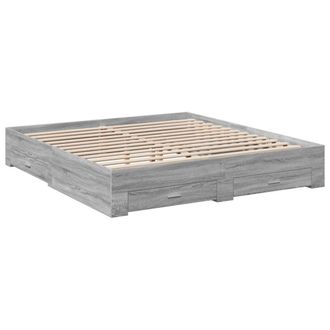 Berkfield Home Modern Bed Frame with Drawers without Mattress Grey Sonoma 200x200 cm