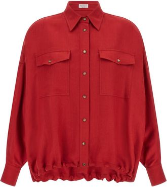 Brunello Cucinelli Red Oversized Solid Shirt