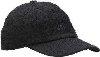 Msgm Zwarte Katoenen Textuur Boucl&eacute; Hoed - Dames - Petten - Zwart - ONE Size - Katoen - Accessoires