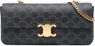 Celine Borsa a spalla Triomphe in tela cerata con catena 2021 - Marrone