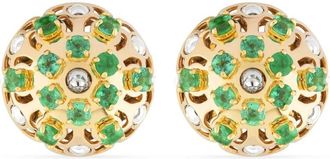 Officina Bernardi 18kt yellow gold Damasco emerald earrings - women - Emerald/18kt Yellow Gold - One Size