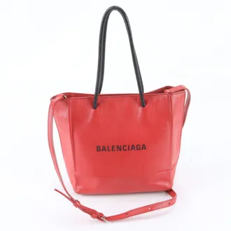 Balenciaga Red Color Leather Handbag Shoulder Bag Tote Bag (Pre-Owned)