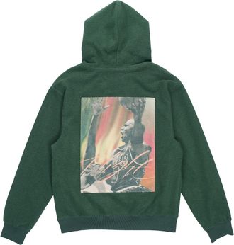 Nike Jordan Mens Air Jordan Hooded Casual Printing Sports Plush Pullover Green DC9585-333