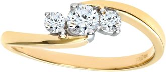Jewelco London 9ct Gold 1/3ct Diamond Curved Crossover Graduated Trilogy Ring - PR0AXL5257Y