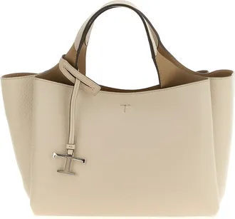 Tod's Mini Leather Handbag Borse A Mano Beige-Donna
