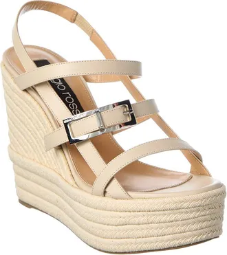 Sergio Rossi Nora 75 Leather Wedge Sandal