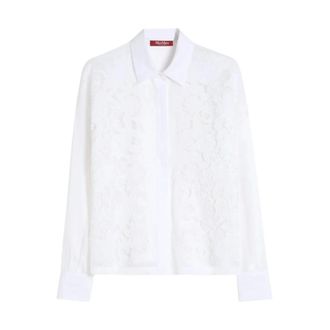 Max Mara Blouse verfraaid met Sangallo-borduursel aan de voorzijde - Dames - Blouses & Shirts - Wit - Maat: L Zijde