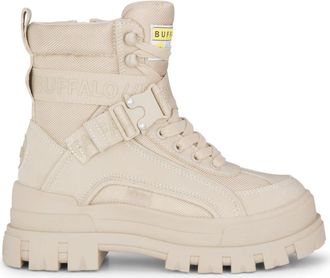 Buffalo ASPHA COM1 - Womens Beige Combat Platform Boots