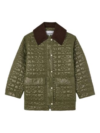 Ganni quilted pocket jacket - women - Fabric - XXS/XS - Green