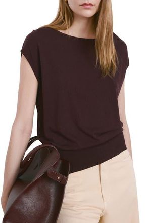 Mango Boat Neck Cap Sleeve Sweater in Wine at Nordstrom, Size Medium