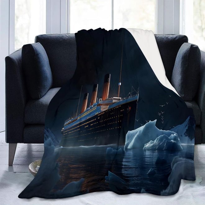 Generic Nachtansicht Der Titanic Kuscheldecke Schwarz Flauschig Decke Fleecedecke, Sofa Überwurfdecke, Wohndecke Warm Weich Sherpa Wolldecke, Gemütlicher Über ab 65,99 €
