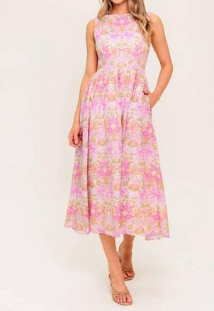 Flying Tomato Under The Sun Woven Midi Dress In Pink