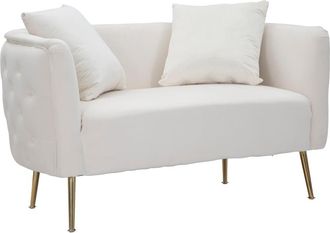 Mauro Ferretti Sof&aacute; de tela beige con patas doradas cm 127x74x71