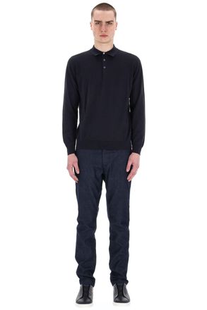 Drumohr Lightweight Cotton Long Sleeve Polo
