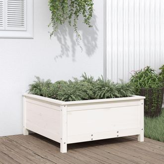 vidaXL Vidaxl - Jardinera Madera Maciza De Pino Blanco 82,5x82,5x39 Cm