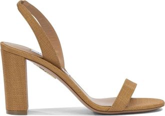 Aquazzura So Nude Block Sandal 85 - Dames - Sandalen met hakken - Bruin - 38 1/2 EU - Leer - Schoenen