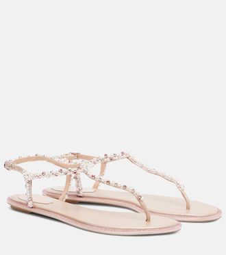 Rene Caovilla Diana embellished satin thong sandals