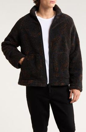 Wax London Tate Paisley High Pile Fleece Jacket in Black /Brown at Nordstrom Rack, Size Xx-Large