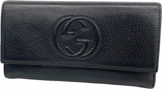 Gucci Black Leather Long Wallet (Bi-Fold) (Pre-Owned)