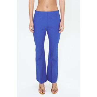 Mango Featuring Hailey Bieber Serin Stretch Cotton Pants in Blue at Nordstrom, Size 10