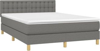 vidaXL Vidaxl - Cama Box Spring Colch&oacute;n Y Luces Led Tela Gris Oscuro 140x200 Cm