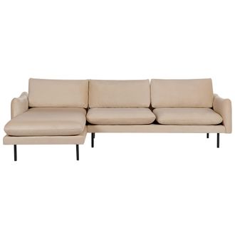 Beliani Beliani - Sof&aacute; Esquinero De Terciopelo Moderno De 4 Plazas Patas Negras Estilo Retro Beige Vinterbro