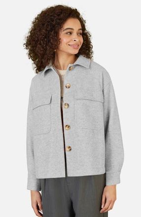 Yumi Textured Finish, Patch Pockets Shacket in Grey at Nordstrom, Size 12