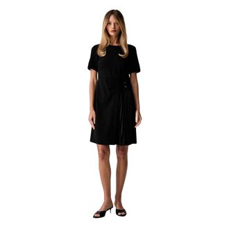DKNY Pliss&eacute; A-lijn Jurk - Dames - Korte kleedjes - Zwart - 2XS - Polyester - Kleedjes