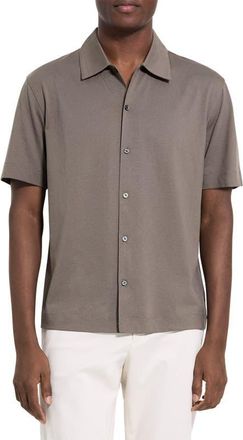 Theory Relaxed Short Sleeve Button-Up Shirt in Morel - 2My at Nordstrom, Size Xx-Large