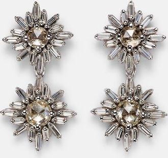 Suzanne Kalan 18kt white gold drop earrings with diamonds